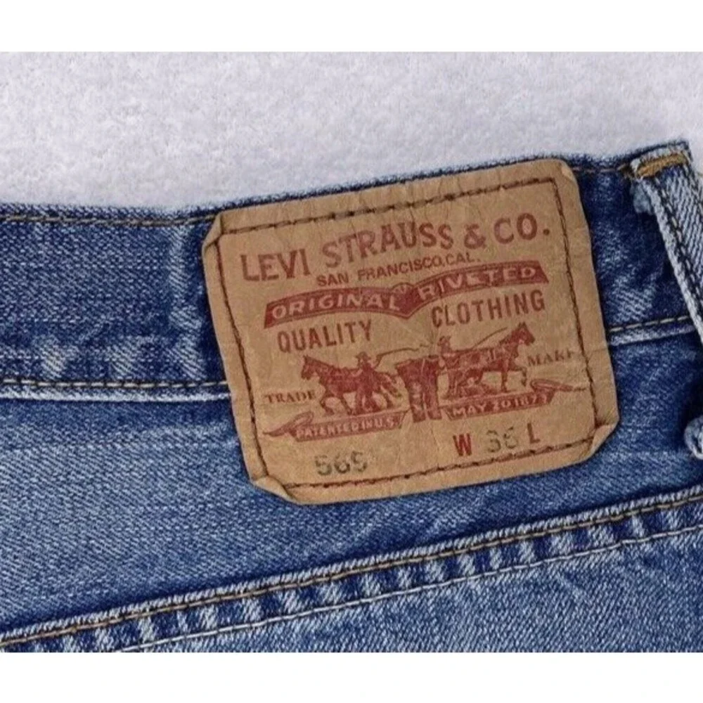 Levis 569 Mens Loose Straight Denim Shorts Size 36 Blue Medium Wash